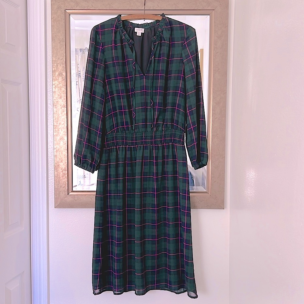 J Crew Plaid Fall Midi Dress